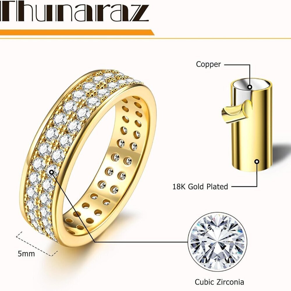 Stackable Gold Rings Copper Cubic Zirconia Dainty Women Jewelry Gift - Picture 5 of 5